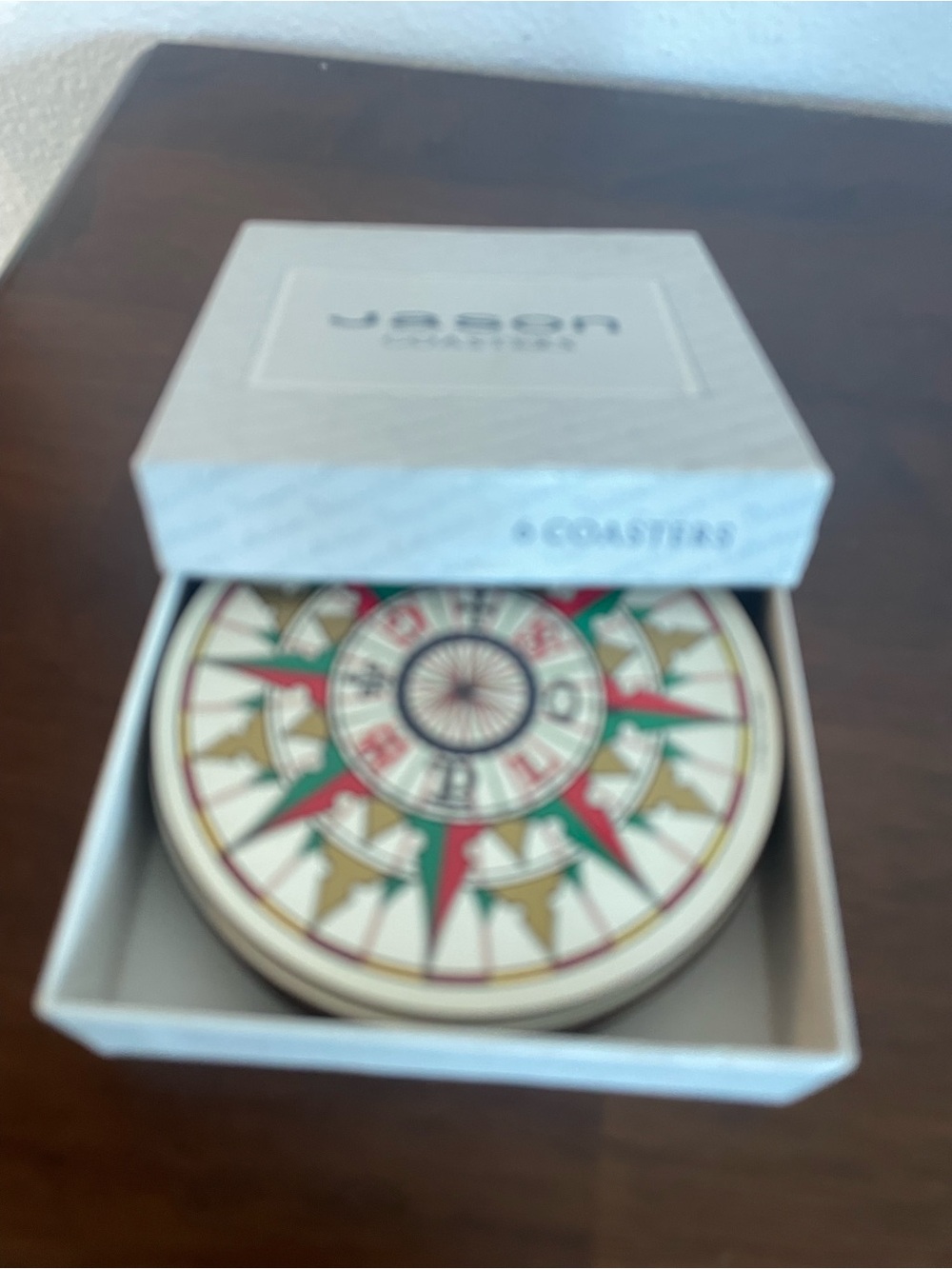 Jason Decorative Compass Wall Coasters - Red, Green, Gold